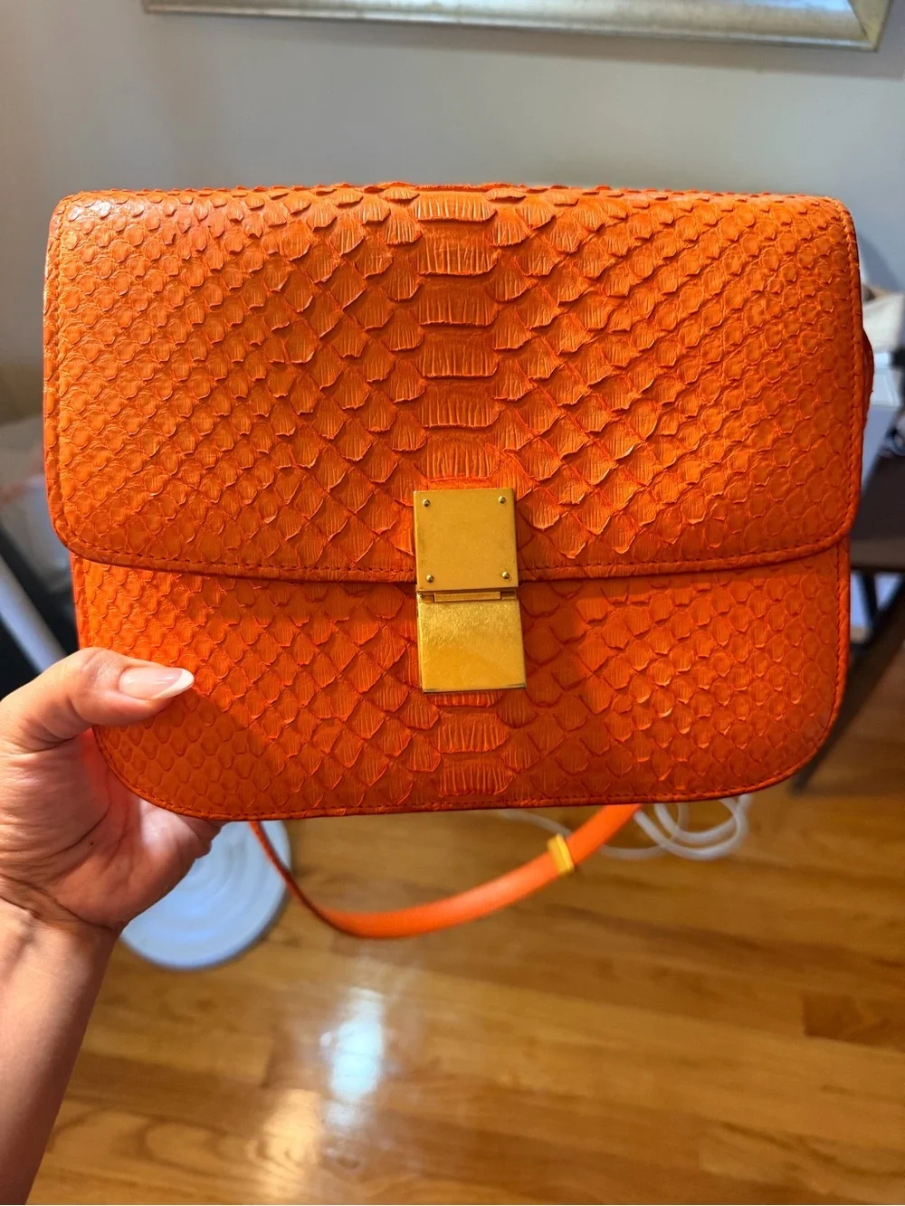 Celine Classic Python Snakeskin Orange